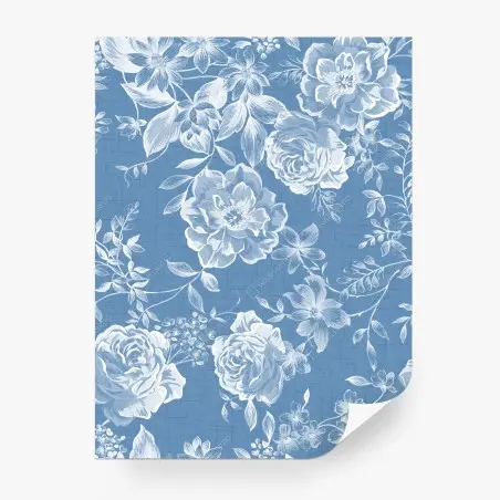 Fototapete blaues aquarell blumenmuster – Pixers®