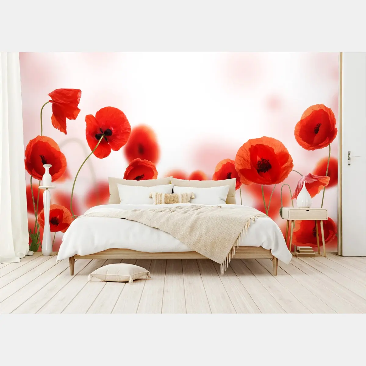 Fototapete rote mohnblumenwiese – Pixers®