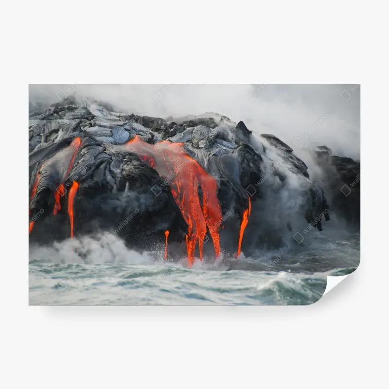 Fototapete lava fließt in den ozean