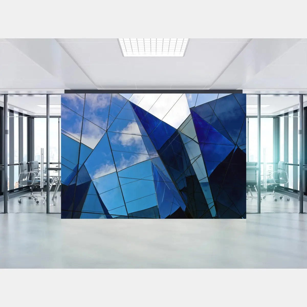 Fototapete blaue geometrische glasreflexionen – Pixers®