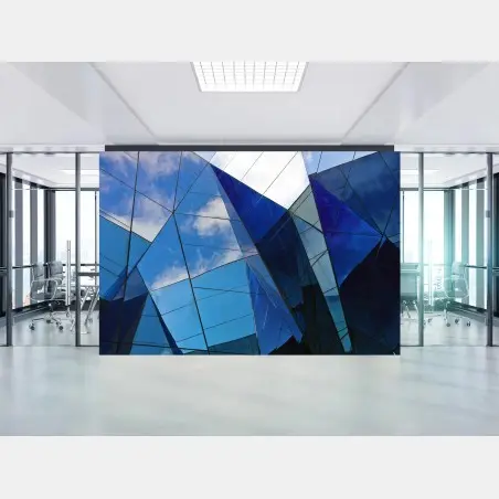 Fototapete blaue geometrische glasreflexionen – Pixers®