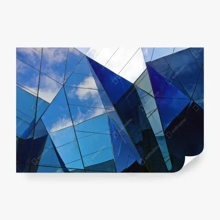 Fototapete blaue geometrische glasreflexionen – Pixers®