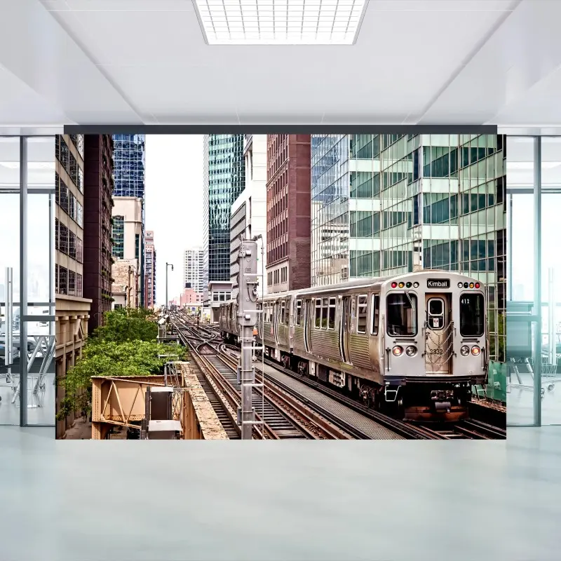 Fototapete hochbahn im stadtzentrum