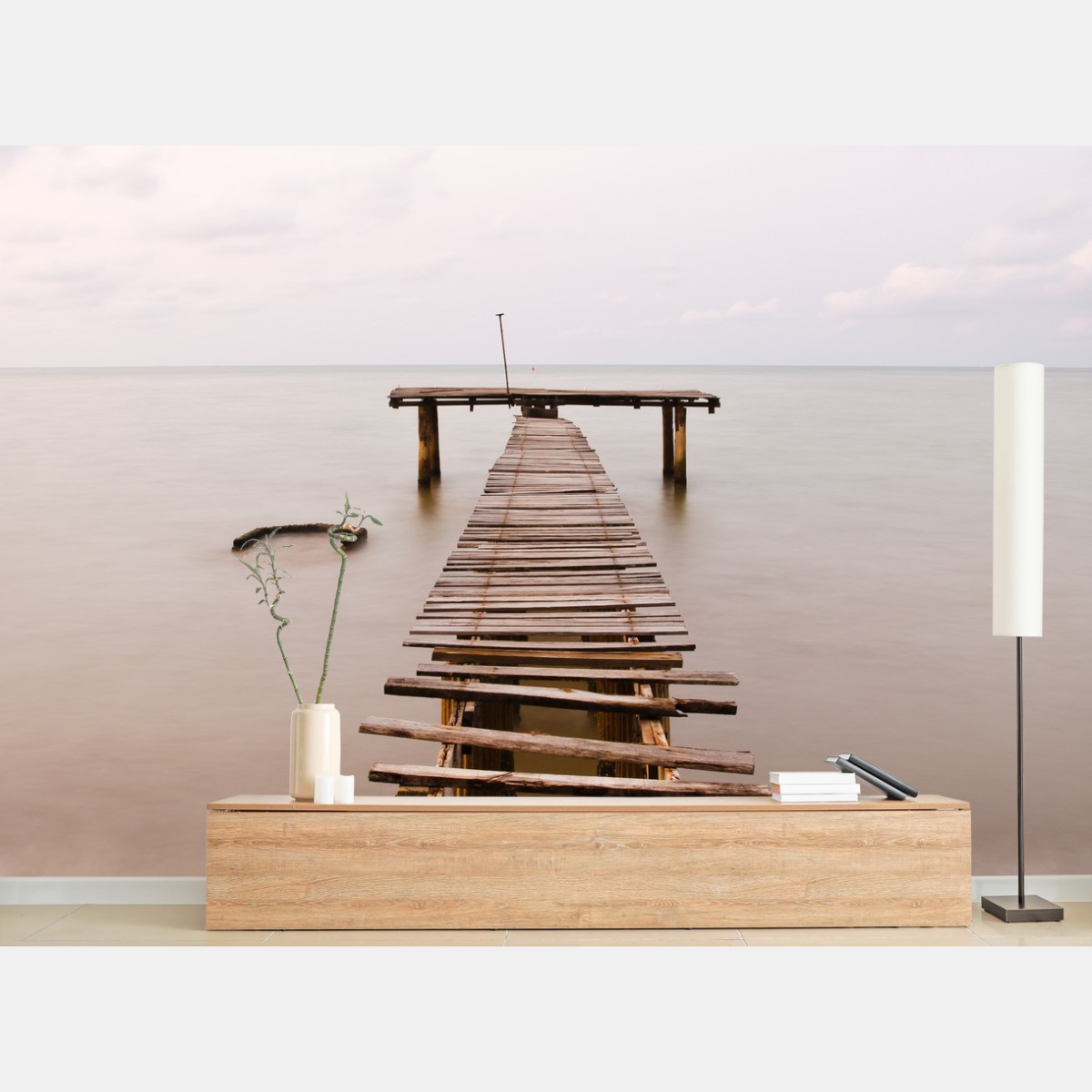 Fototapete ruhiger alter steg am meer – Pixers®