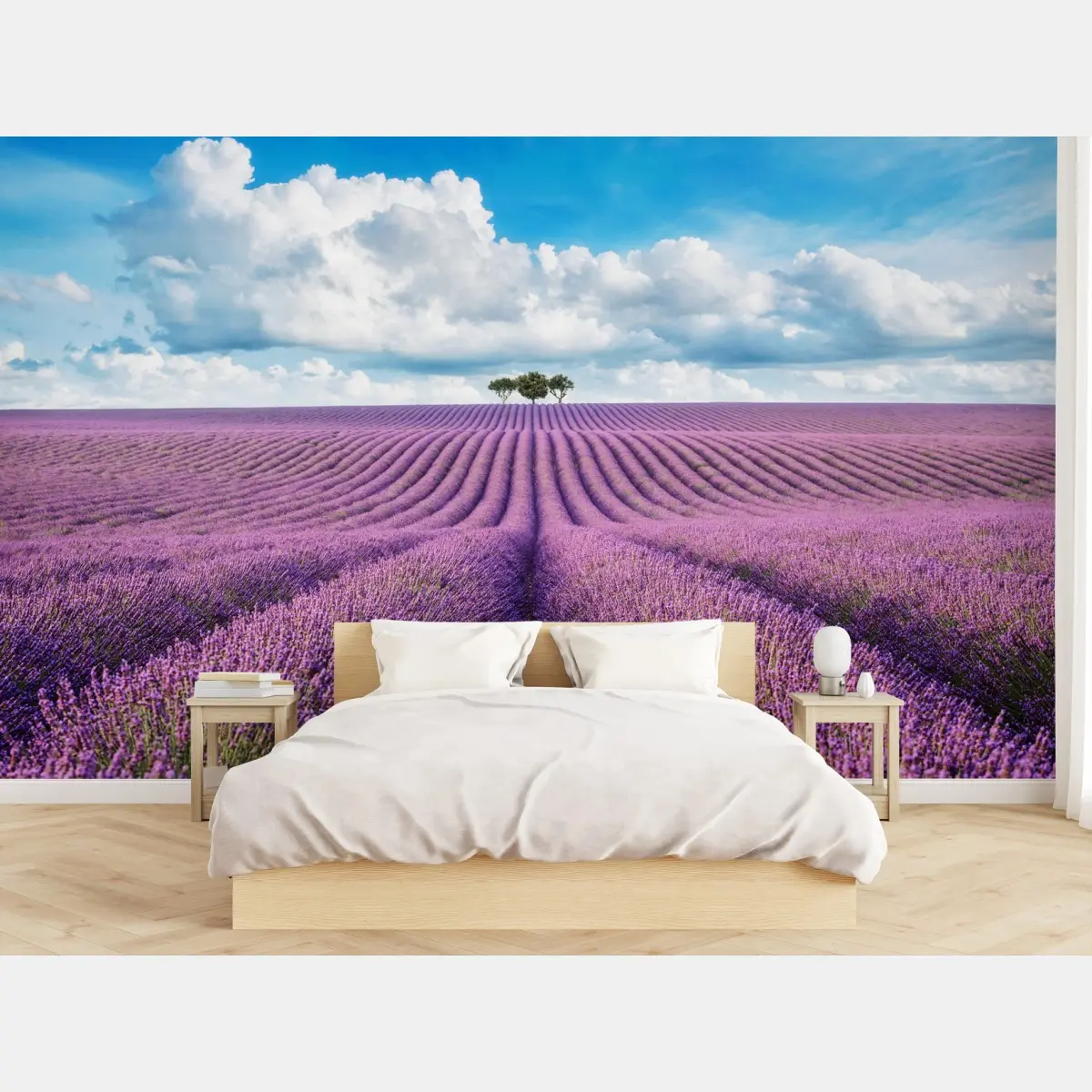 Fototapete lavendelfelder unter blauem himmel – Pixers®