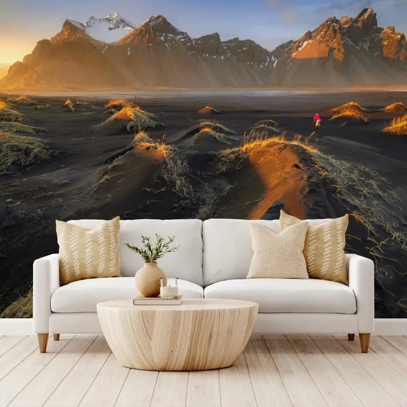 Fototapete goldene dämmerung am Vestrahorn, Island
