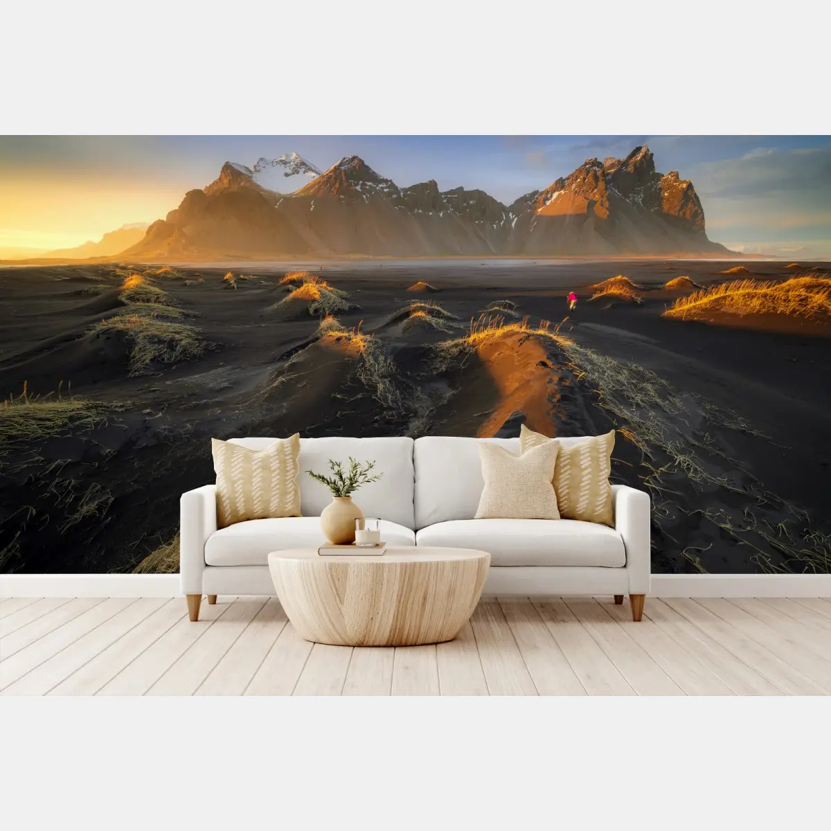 Fototapete goldene dämmerung am Vestrahorn, Island – Pixers®