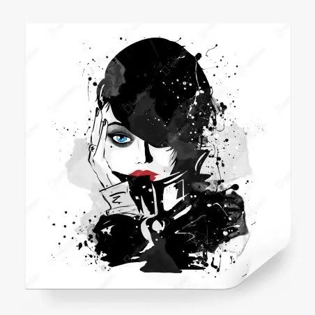 Fototapete tusche- und aquarellporträt einer frau – Pixers®