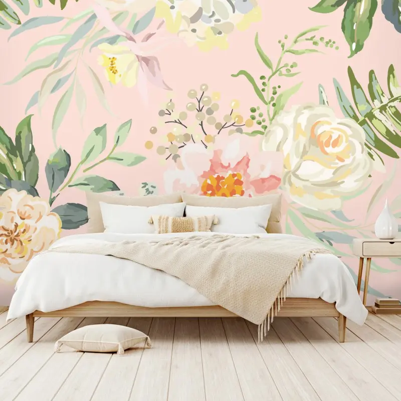Fototapete zartes pastell blumenmuster