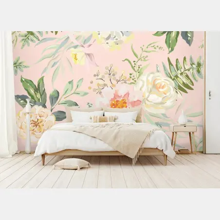 Fototapete zartes pastell blumenmuster – Pixers®