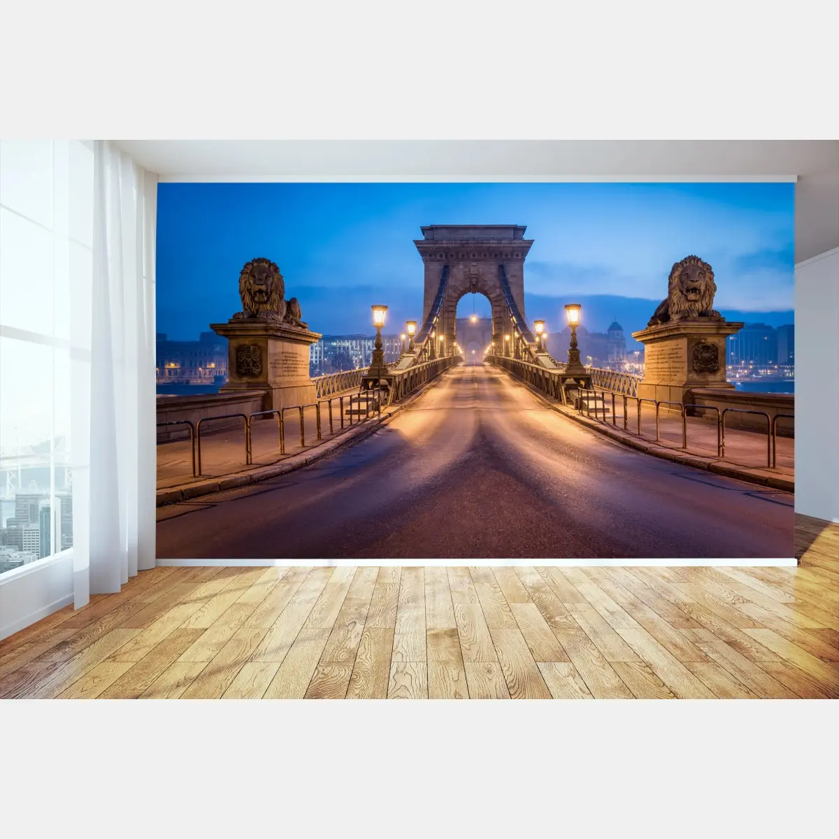 Fototapete Budapest kettenbrücke bei dämmerung – Pixers®