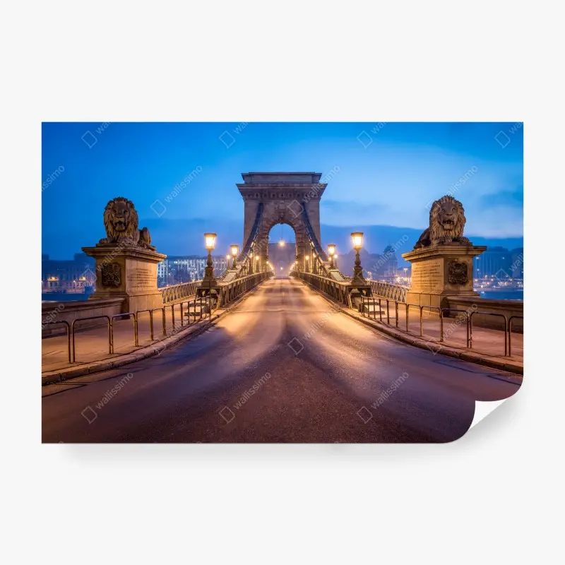 Fototapete Budapest kettenbrücke bei dämmerung