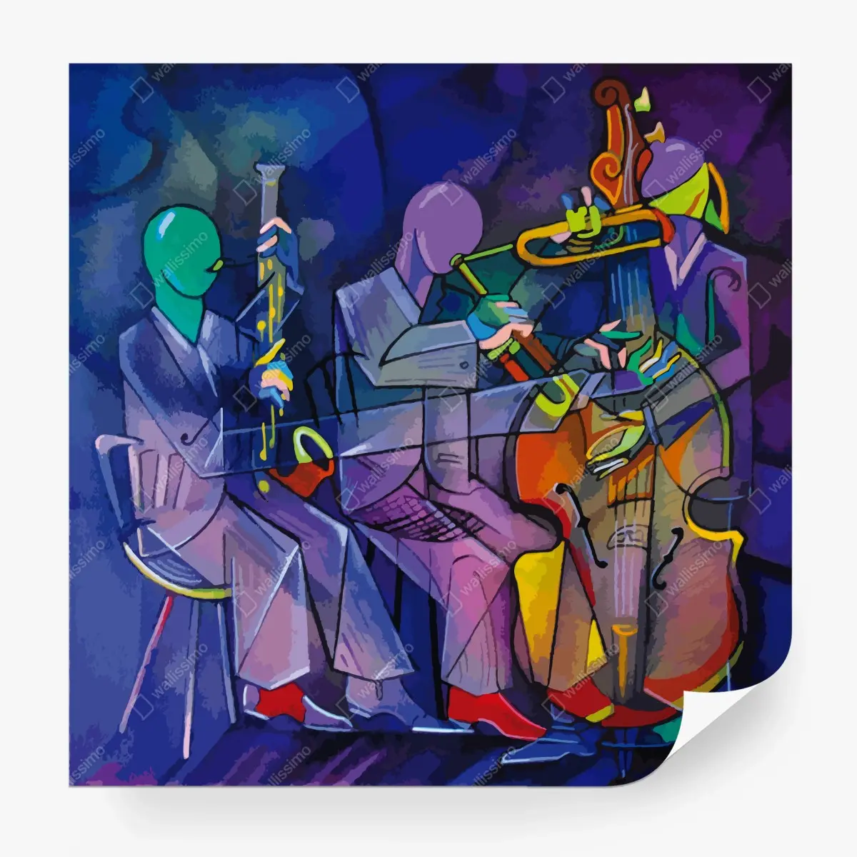 Fototapete farbenfrohes abstraktes jazztrio – Pixers®
