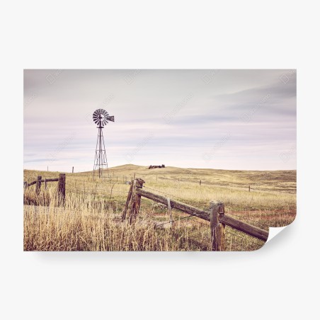 Fototapete ruhige prärie mit windmühle – Pixers®