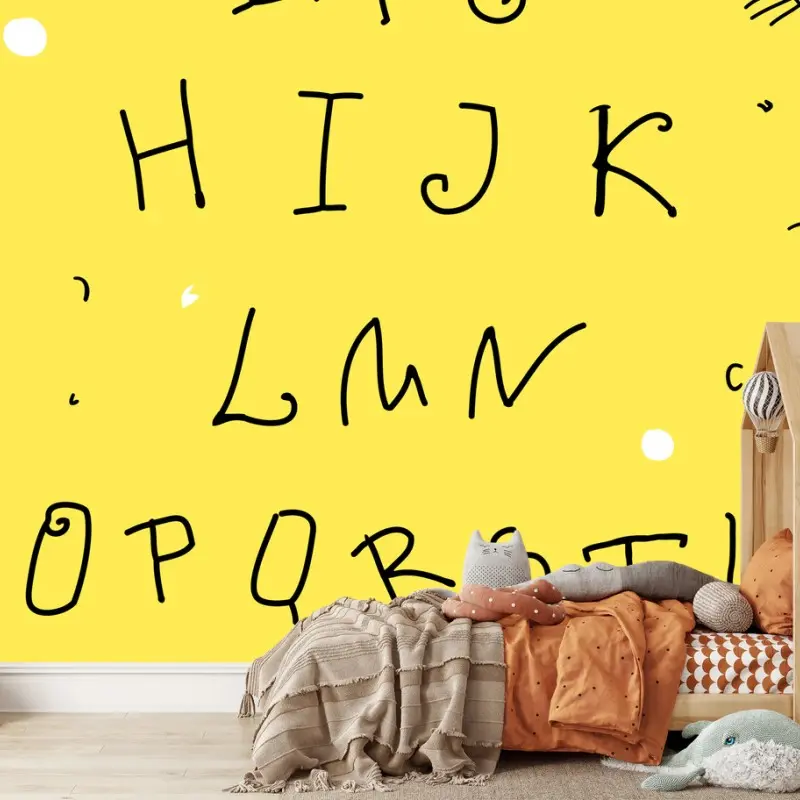 Fototapete verspieltes alphabet mit katzen