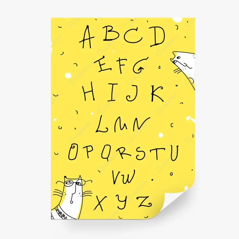 Fototapete verspieltes alphabet mit katzen