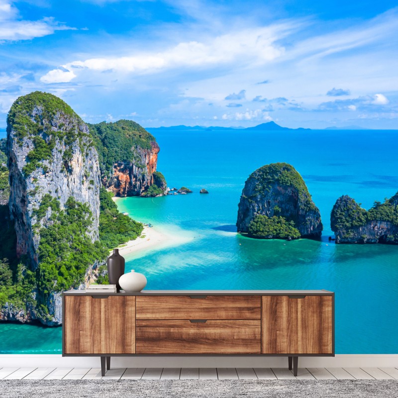 Fototapete luftaufnahme von Railay Beach, Krabi