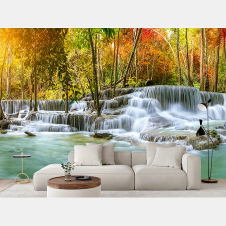 Fototapete majestätischer herbstwasserfall panorama – Pixers®