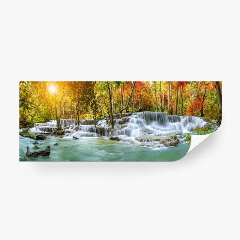 Fototapete majestätischer herbstwasserfall panorama
