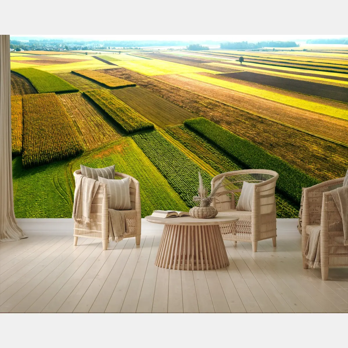 Fototapete bunte luftaufnahme von ackerland – Pixers®