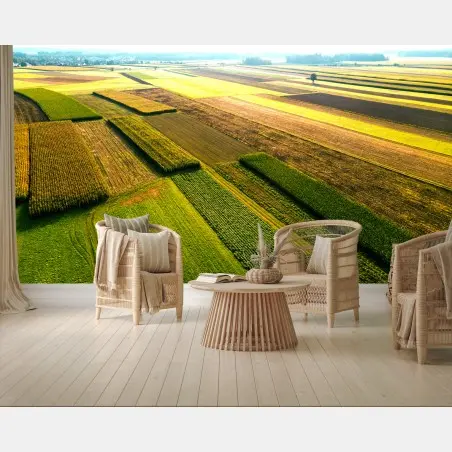 Fototapete bunte luftaufnahme von ackerland – Pixers®