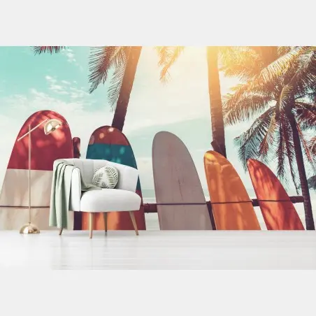 Fototapete surfboards und palmen am strand – Pixers®