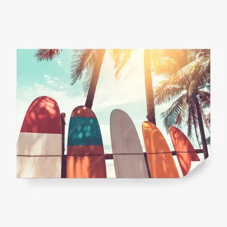 Fototapete surfboards und palmen am strand – Pixers®