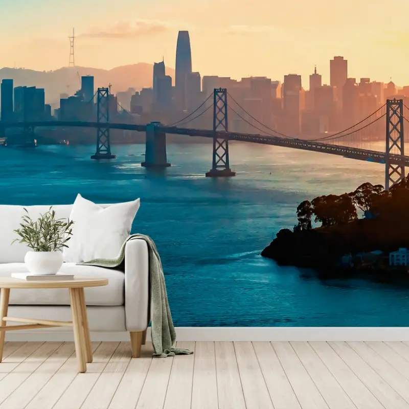 Fototapete panorama von San Francisco bei sonnenuntergang