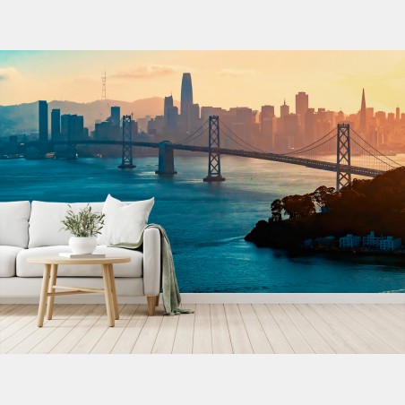 Fototapete panorama von San Francisco bei sonnenuntergang – Pixers®