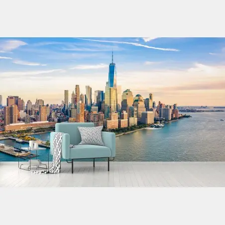 Fototapete lower Manhattan skyline bei sonnenuntergang – Pixers®