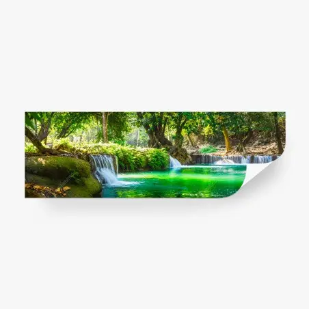 Fototapete tropischer türkisfarbener wasserfall im üppigen dschungel – Pixers®