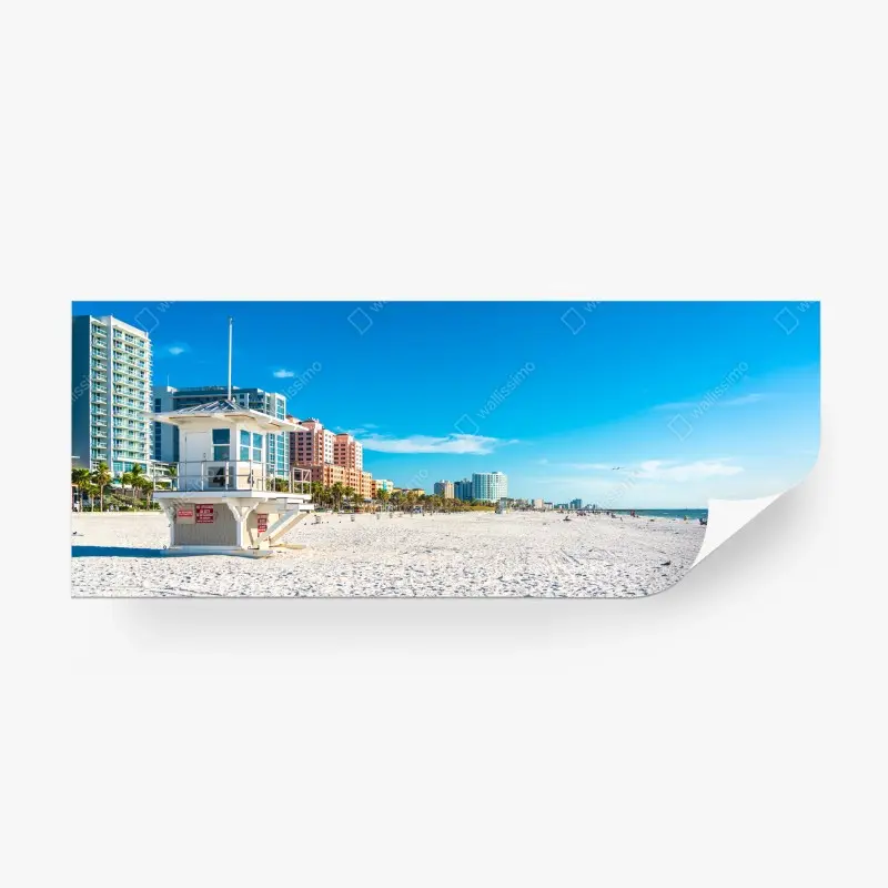 Fototapete sonniger strand mit rettungsturm
