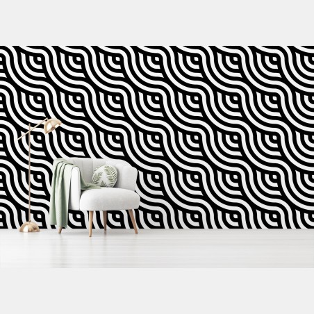 Fototapete schwarz-weißes geometrisches wellenmuster – Pixers®