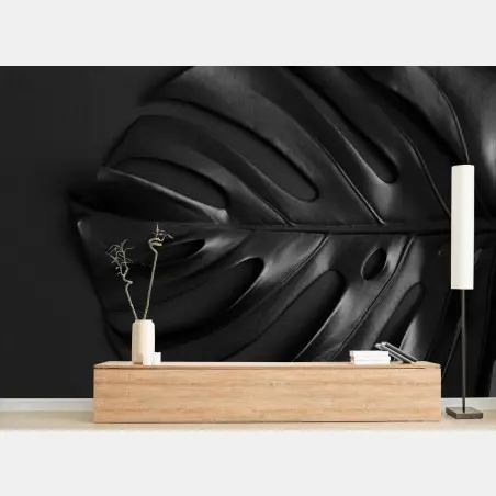 Fototapete schwarzes monstera blatt – Pixers®