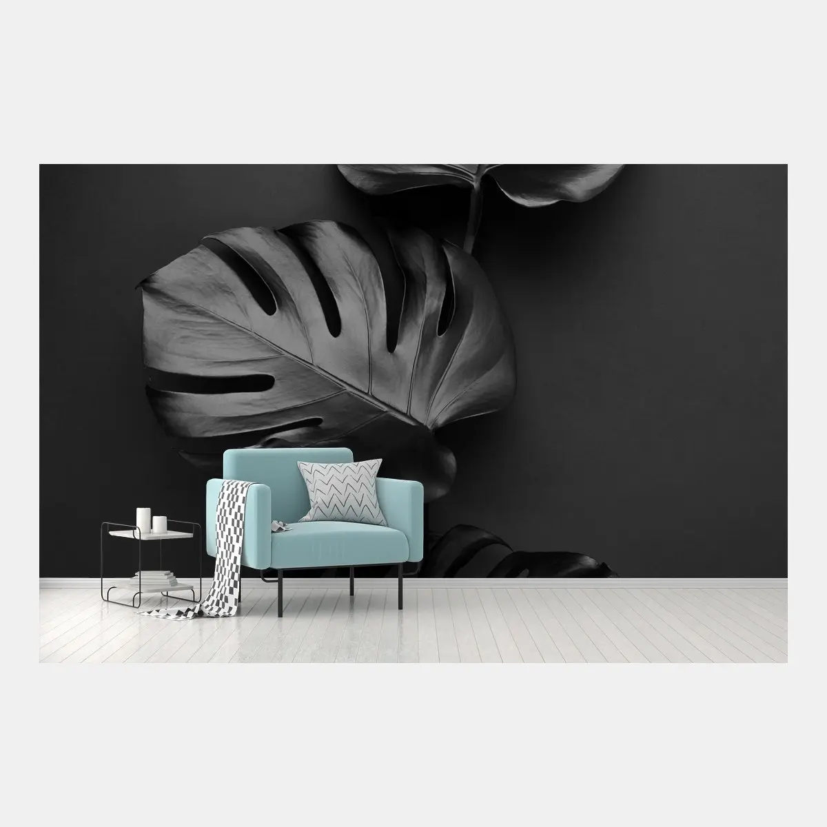 Fototapete schwarze monstera blätter komposition – Pixers®