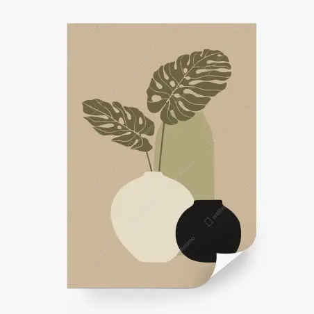 Fototapete minimalistische monstera-komposition mit vasen – Pixers®