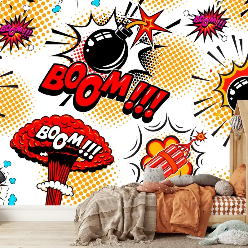 Fototapete pop-art muster mit bombenexplosion