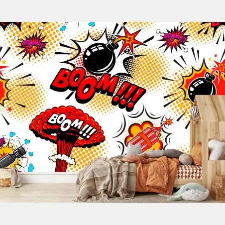 Fototapete pop-art muster mit bombenexplosion – Pixers®