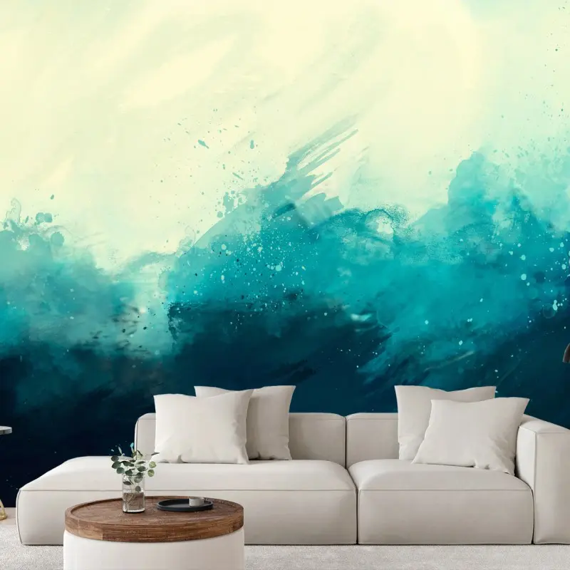 Fototapete türkis ozean abstrakte aquarell
