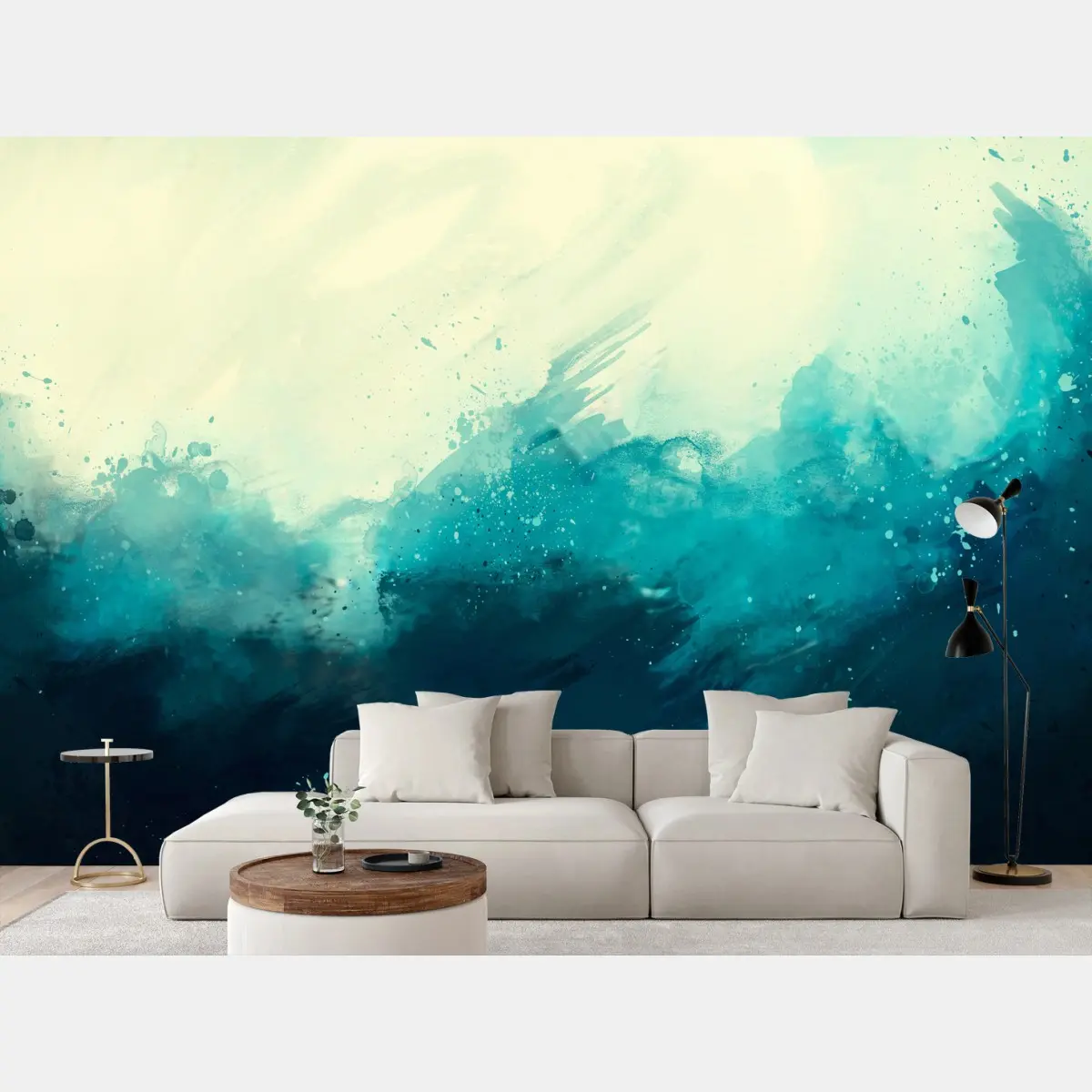 Fototapete türkis ozean abstrakte aquarell – Pixers®