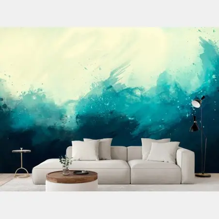 Fototapete türkis ozean abstrakte aquarell – Pixers®
