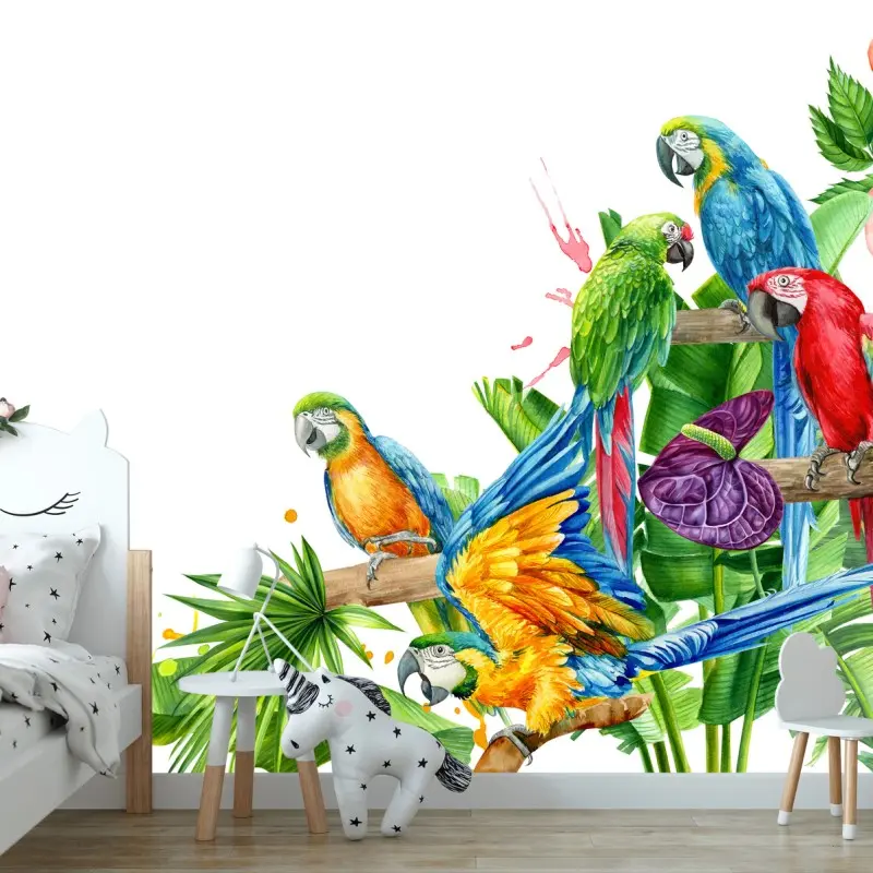 Fototapete farbenfrohe tropische aras illustration