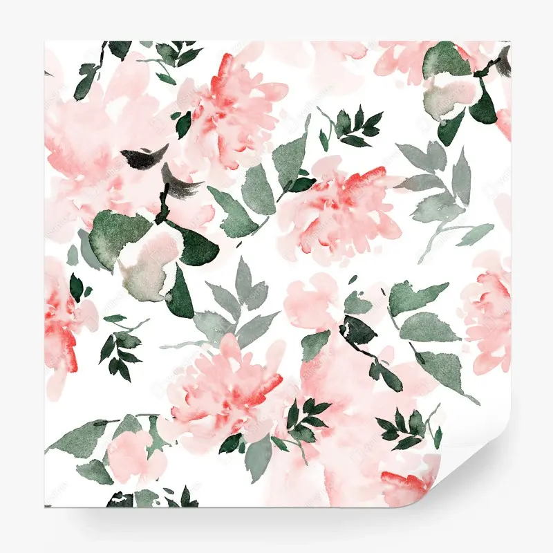 Fototapete zartes rosa aquarell blumenmuster