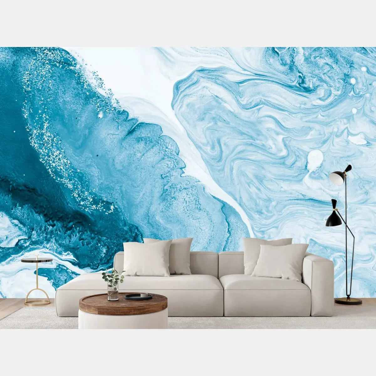 Fototapete blaue marmor ozean abstraktion – Pixers®
