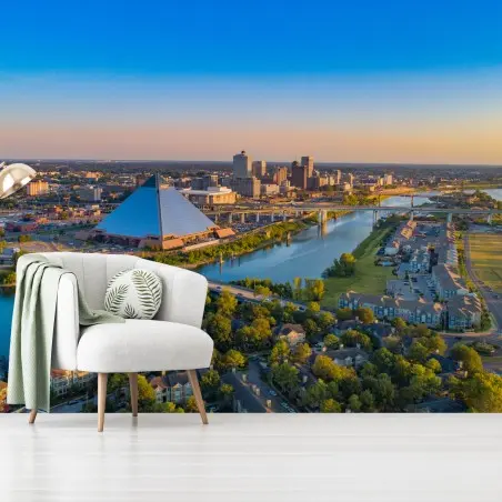 Fototapete Memphis skyline bei sonnenuntergang