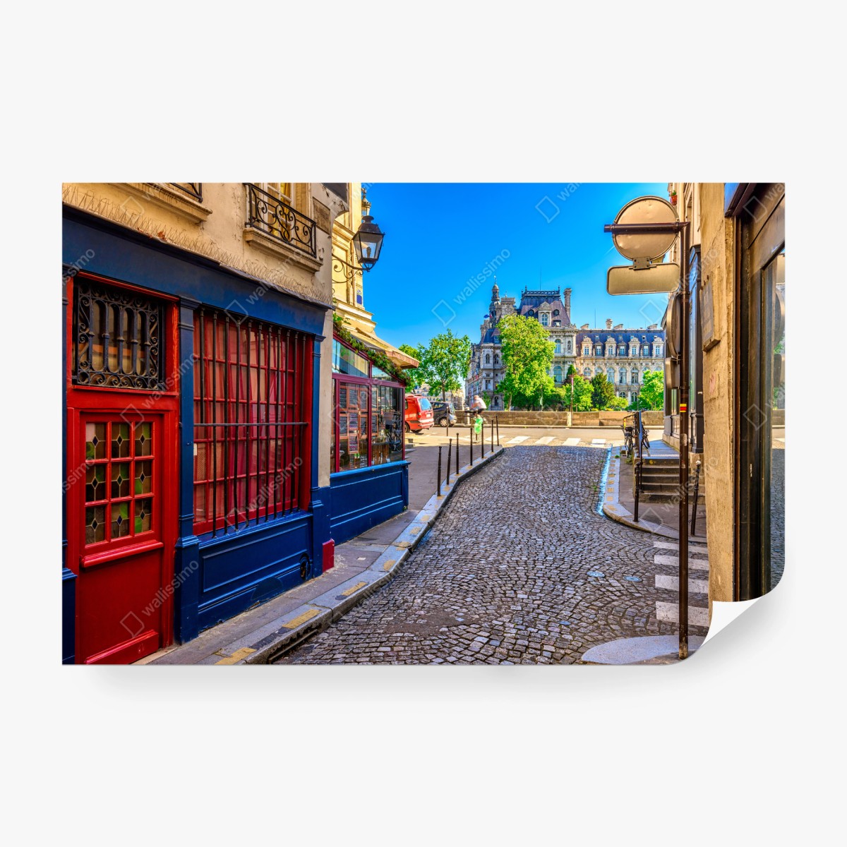 Fototapete malerische straße in Paris mit kopfsteinpflaster – Pixers®