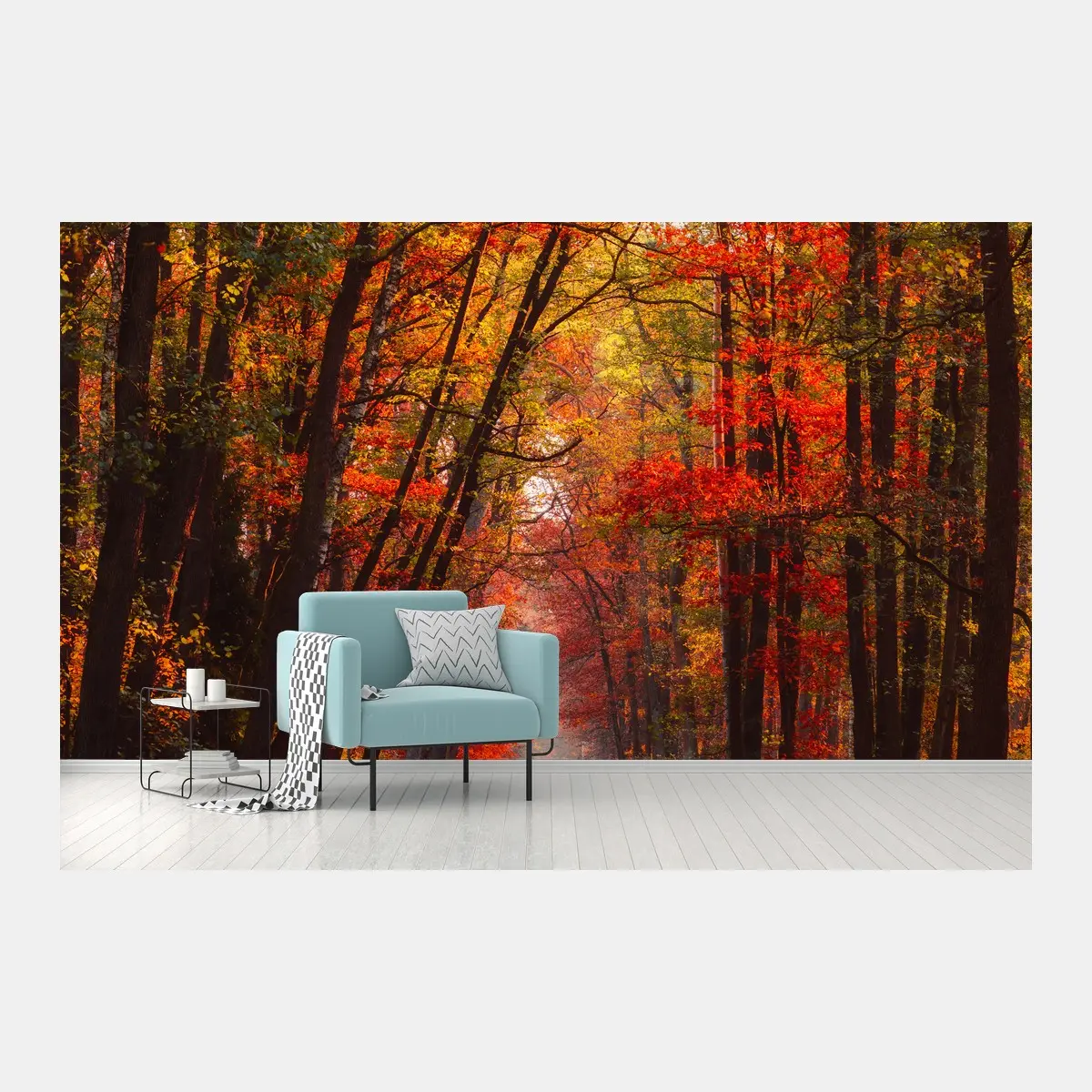 Fototapete goldener herbstwaldweg – Pixers®