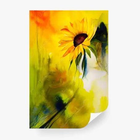 Fototapete goldene sonnenblume in aquarell – Pixers®