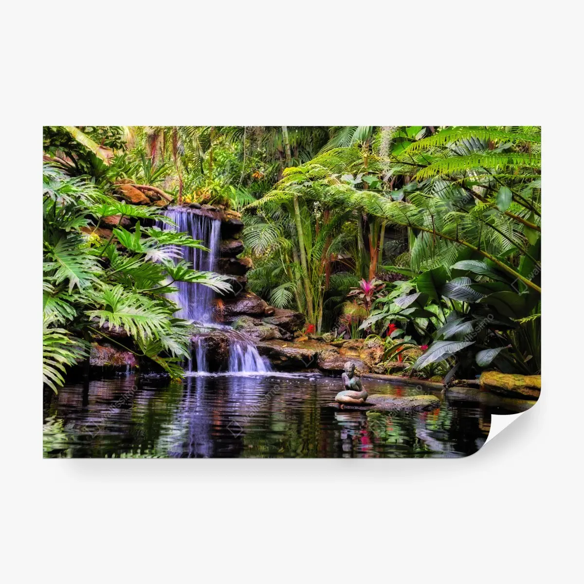 Fototapete ruhiger tropischer wasserfallgarten – Pixers®