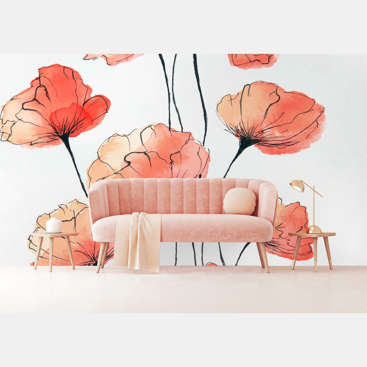 Fototapete zarte mohnblumen in aquarell – Pixers®